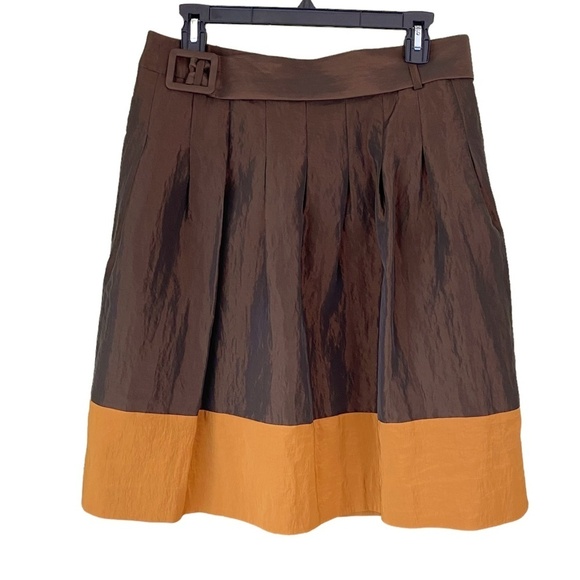 Nine West Color-block Skirt Copper Brown and Dark Gold - Picture 2 of 5